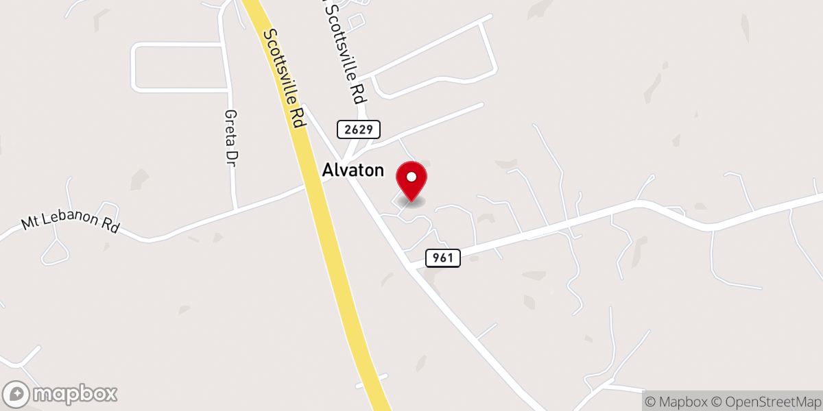 Map showing location of Alvaton Church of Christ