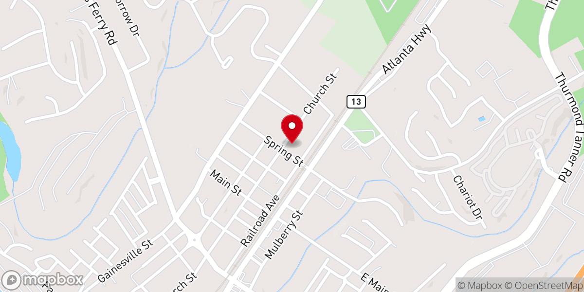 Map showing location of Flowery Branch United Methodist