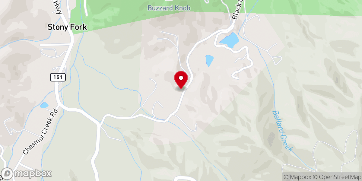 Map showing location of Stoney Fork Independent Missionary Baptist Church