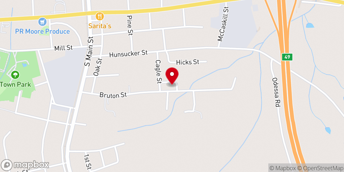 Map showing location of Valley Grove Church