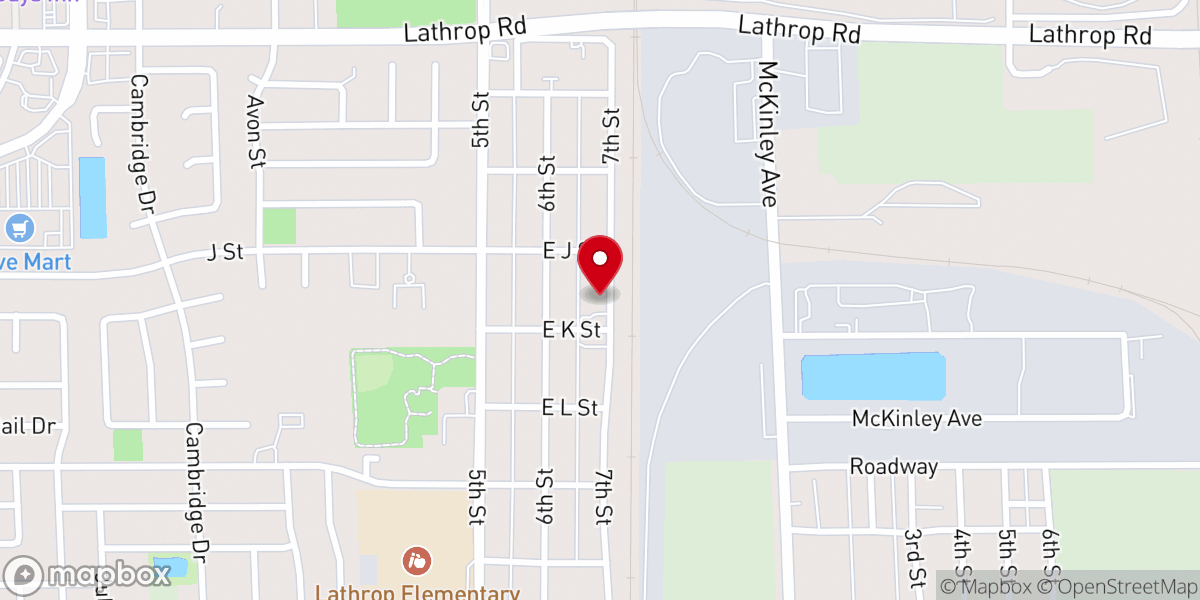 Map showing location of Lathrop Abundant Life Center Inc