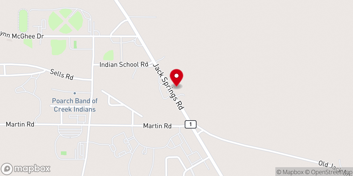 Map showing location of Poarch Community Church