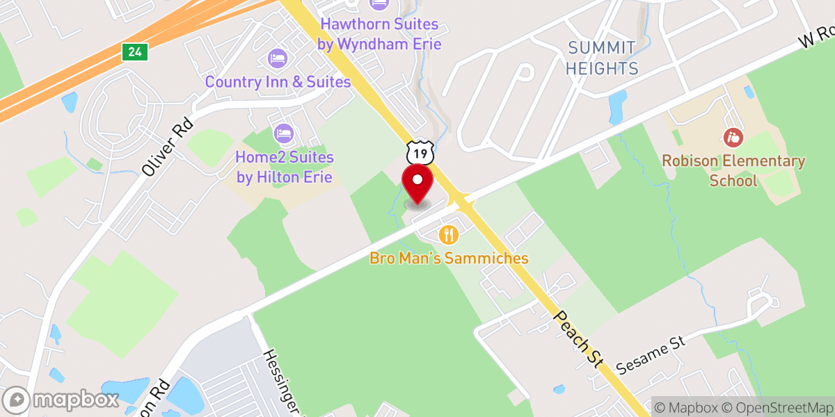 Map showing location of Southside Baptist Church