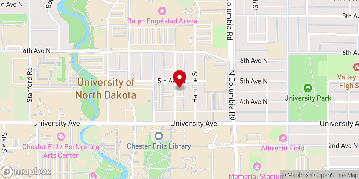 Map showing location of St Thomas Aquinas Newman Center