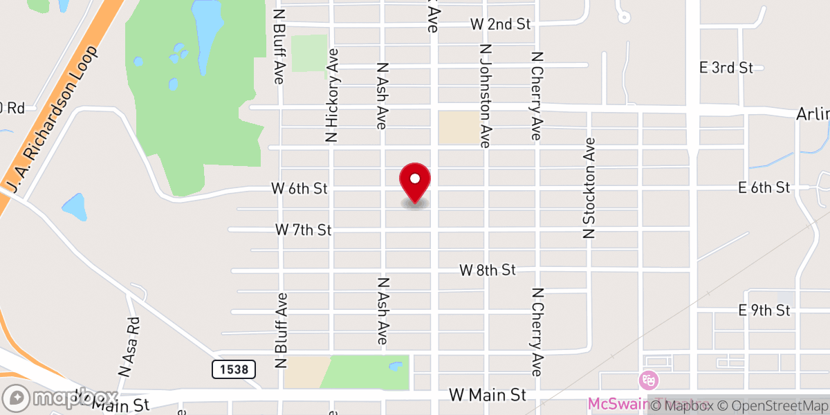 Map showing location of Oak Avenue Baptist Church