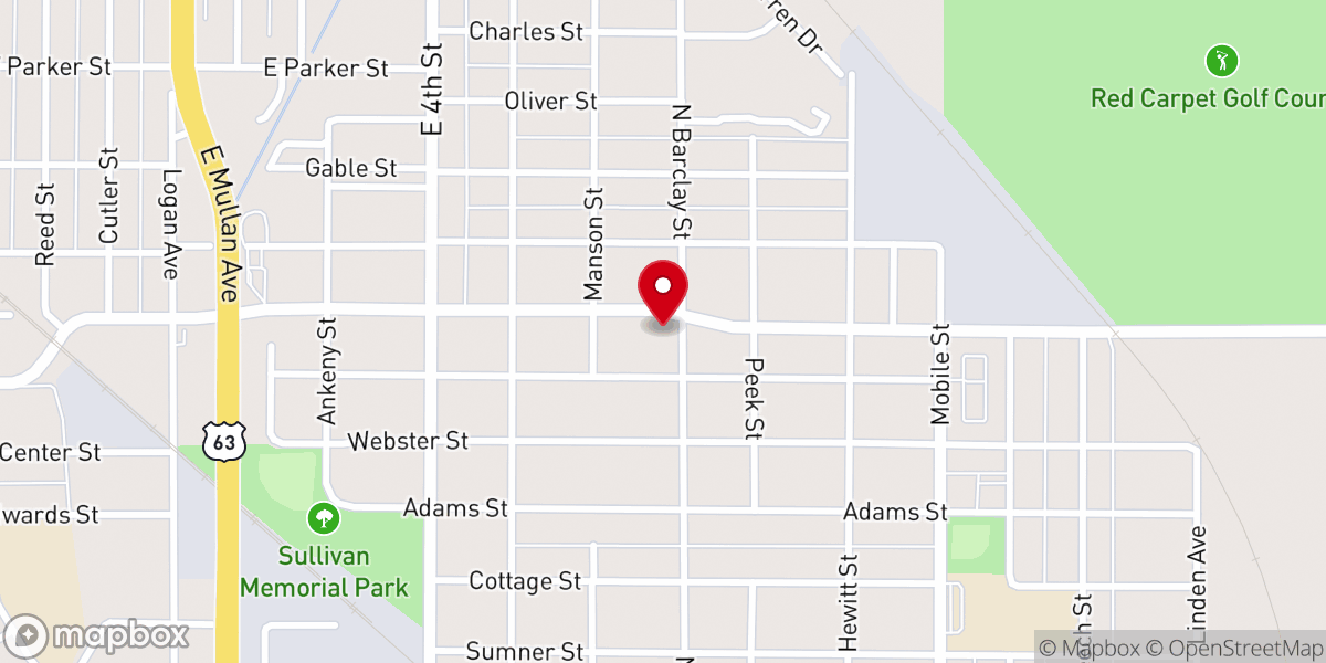 Map showing location of Pilgrim Rest Baptist Church