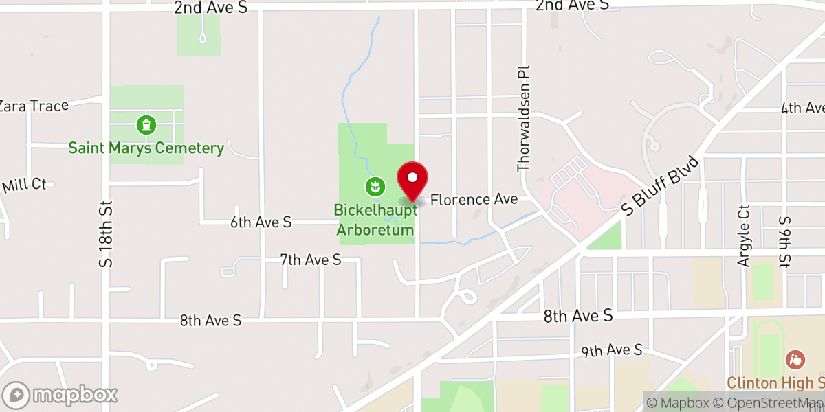 Map showing location of Bickelhaupt Arboretum