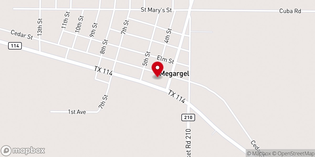 Map showing location of Megargel Christian Assembly