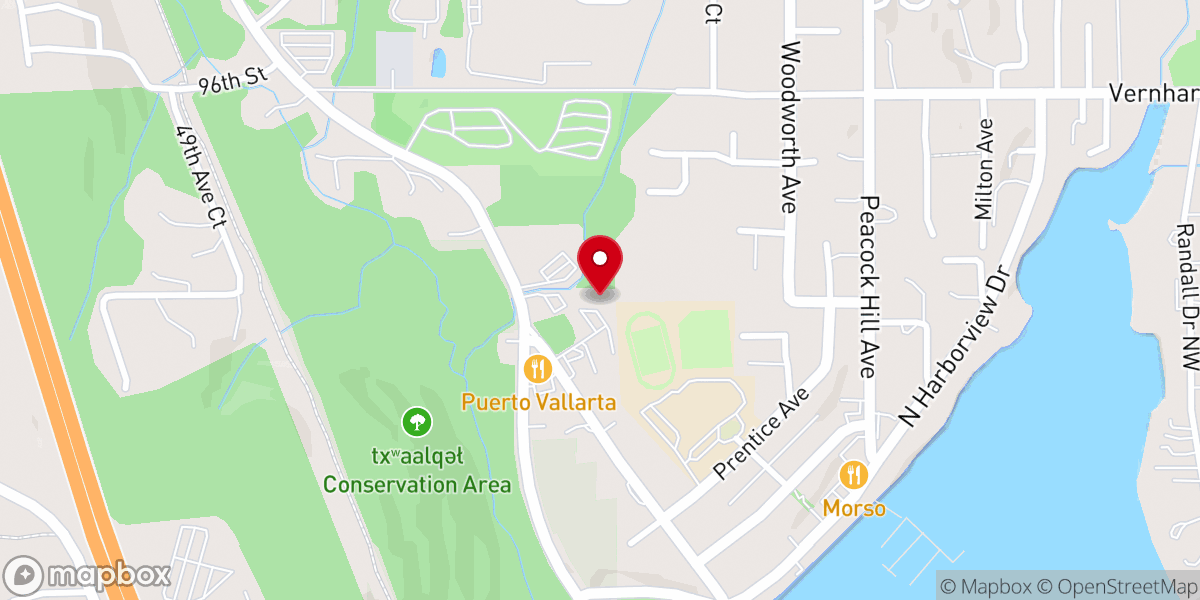 Map showing location of Gig Harbor Peninsula Fish Food Bank & Community Services