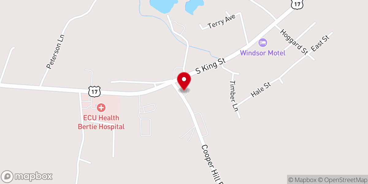 Map showing location of Sandy Point Baptist Church