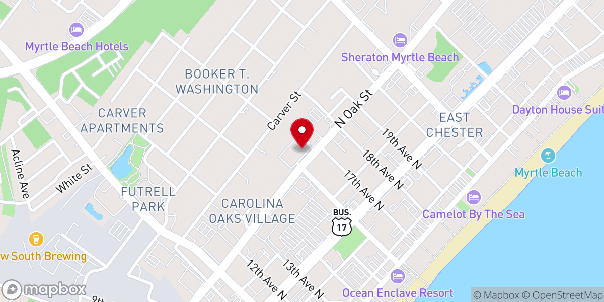 Map showing location of Myrtle Beach Wedding Officiant