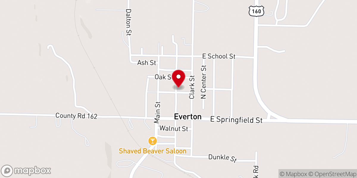 Map showing location of Everton First Baptist Church