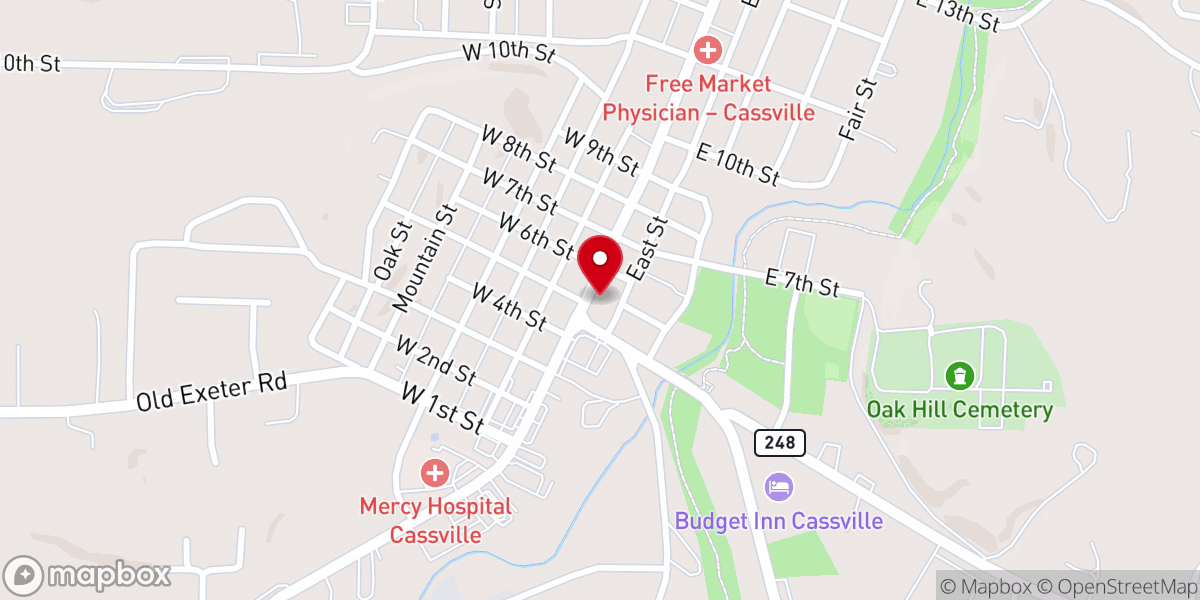 Map showing location of Arvest Bank