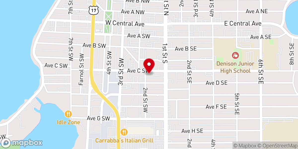 Map showing location of Central Church of Christ