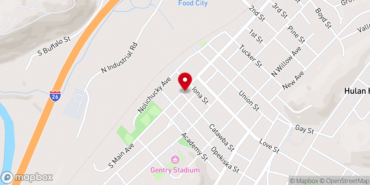 Map showing location of First Christian Church Fellowhip Hall