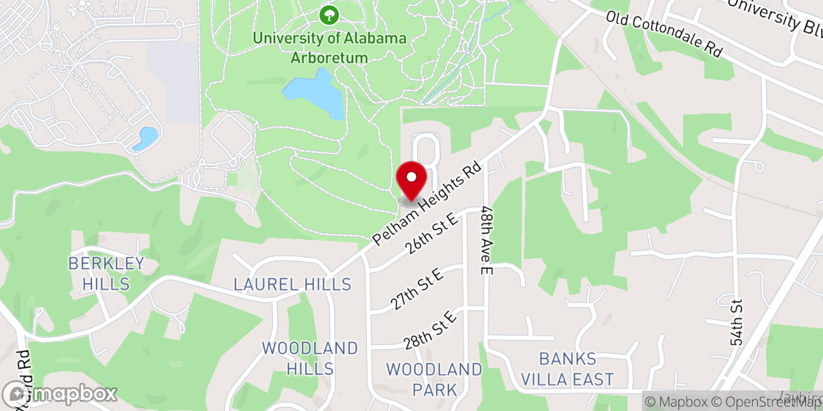 Map showing location of Hillcrest Baptist Church