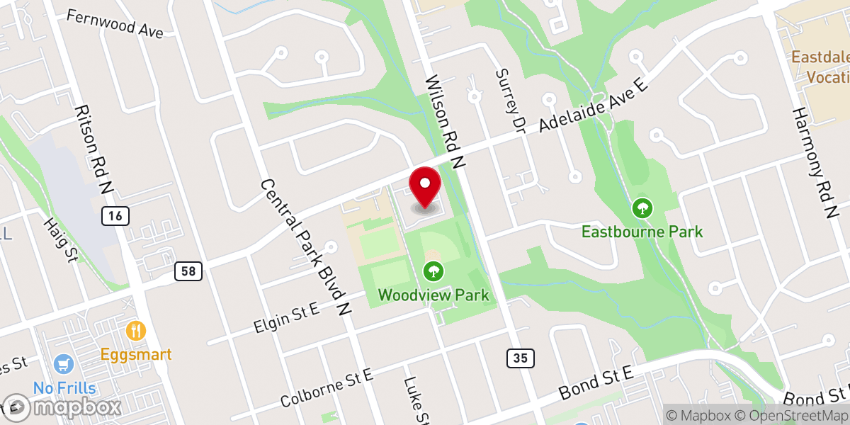 Map showing location of Kingsview United Church