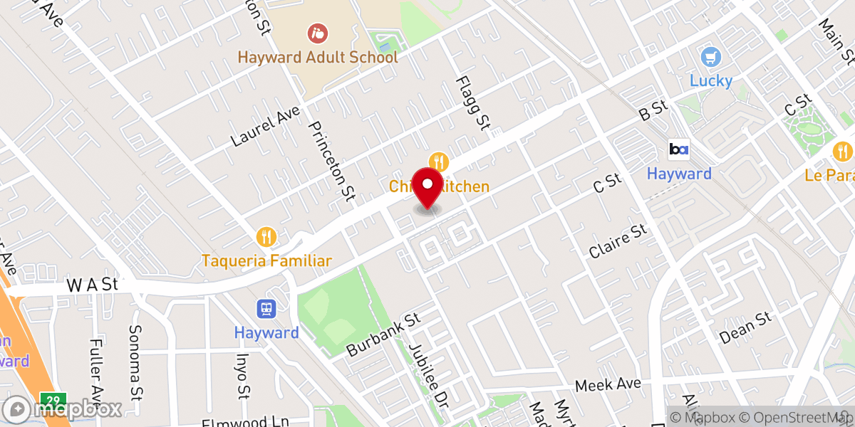 Map showing location of Graceway Hayward Christian Church