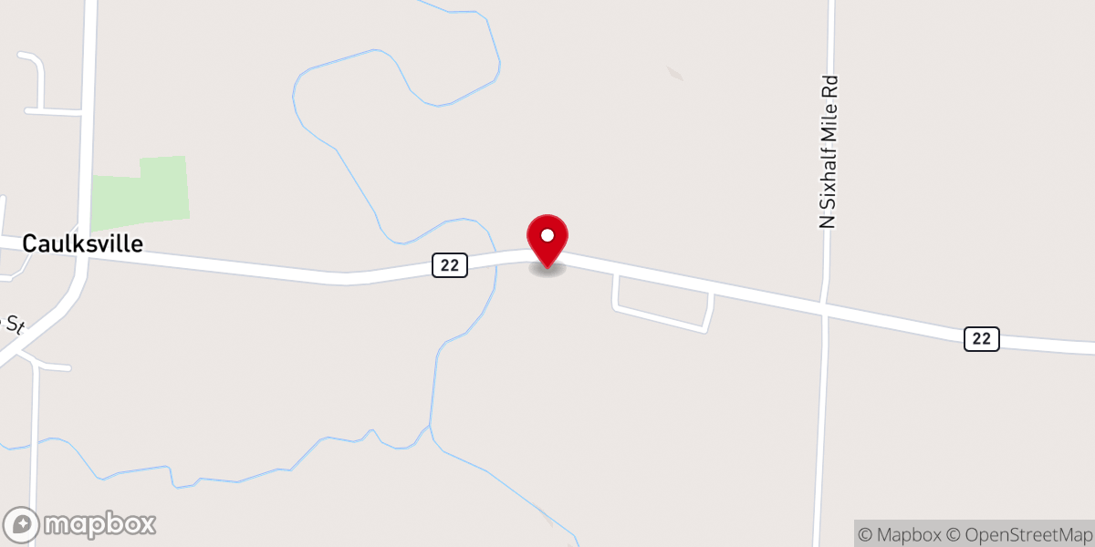 Map showing location of Six Mile Creek Primitive Baptist Church