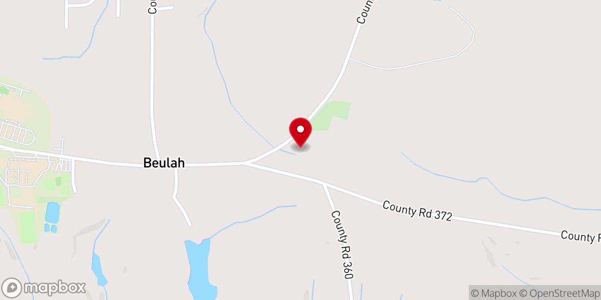Map showing location of Beulah Baptist Church