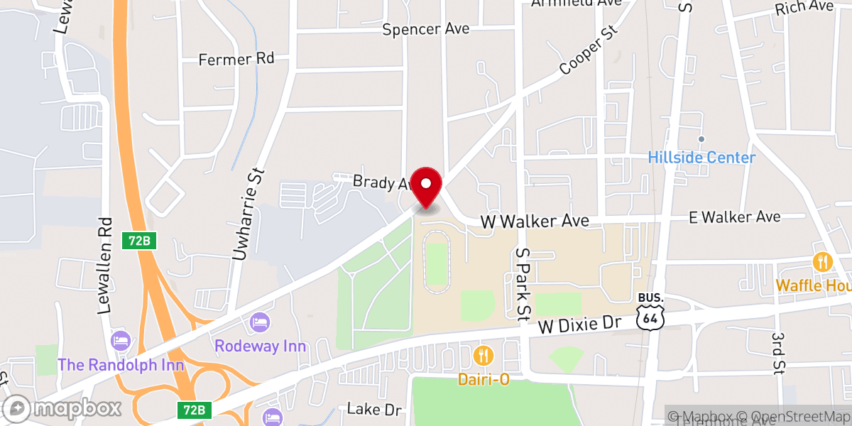Map showing location of Bible Baptist Church of Asheboro