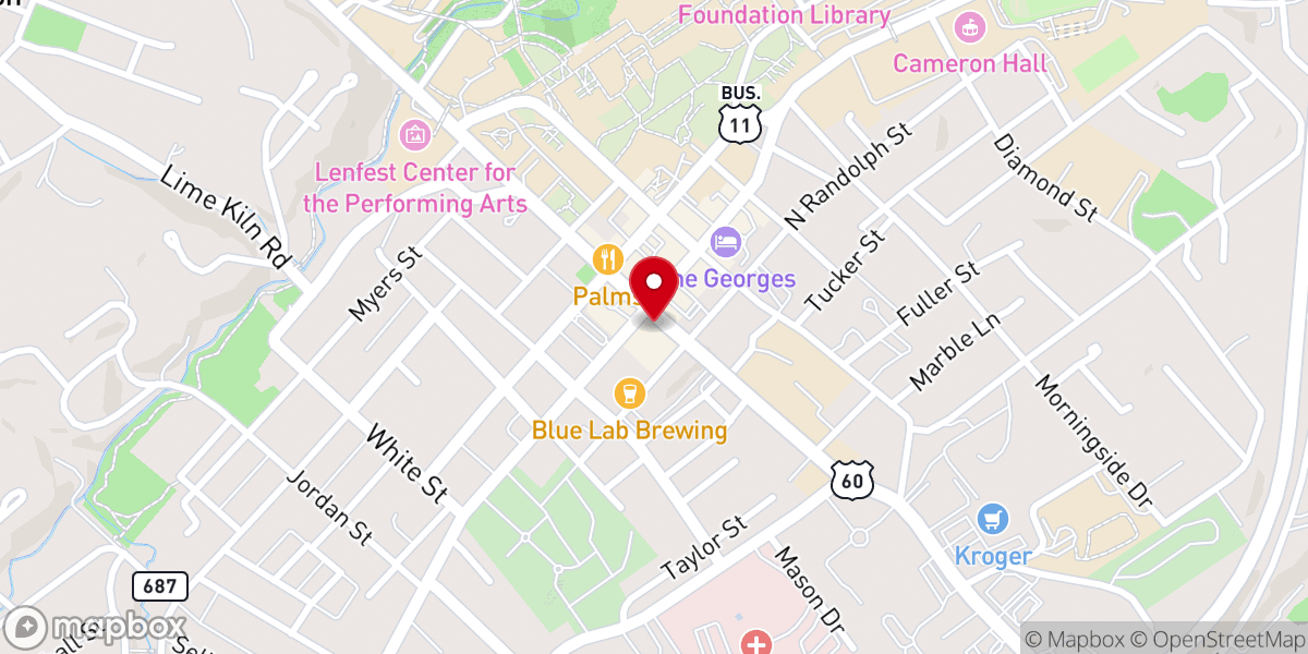 Map showing location of Lexington Presbyterian Church
