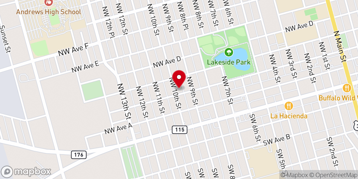 Map showing location of First Assembly of God