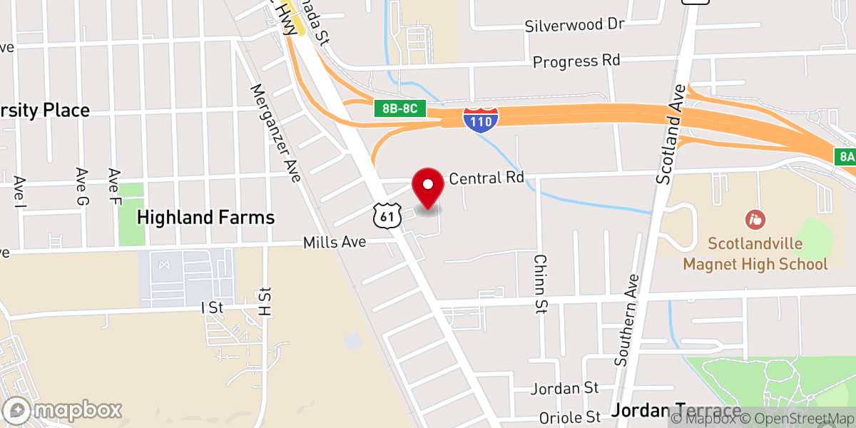 Map showing location of Pilgrim Baptist Church