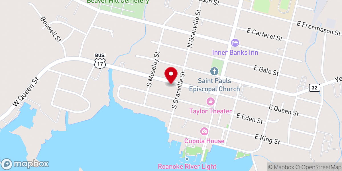 Map showing location of Edenton Baptist Church