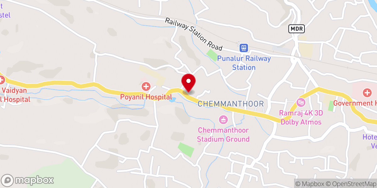 Map showing location of Saint John's Orthodox Church, Chemmanthoor, Punalur