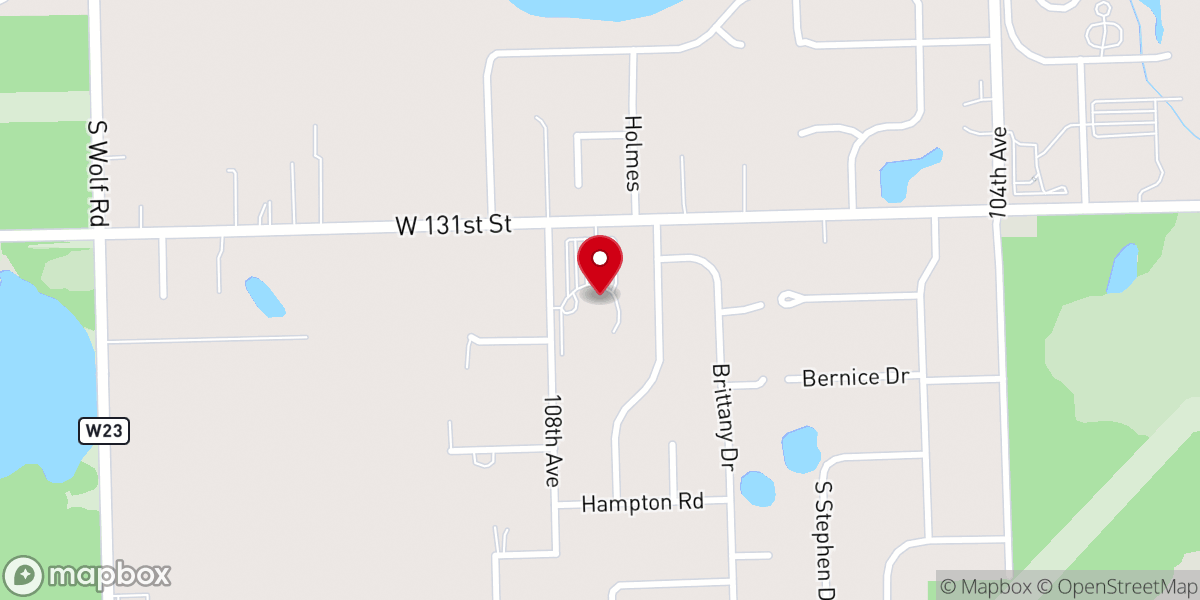 Map showing location of Our Lady of the Woods Catholic Church