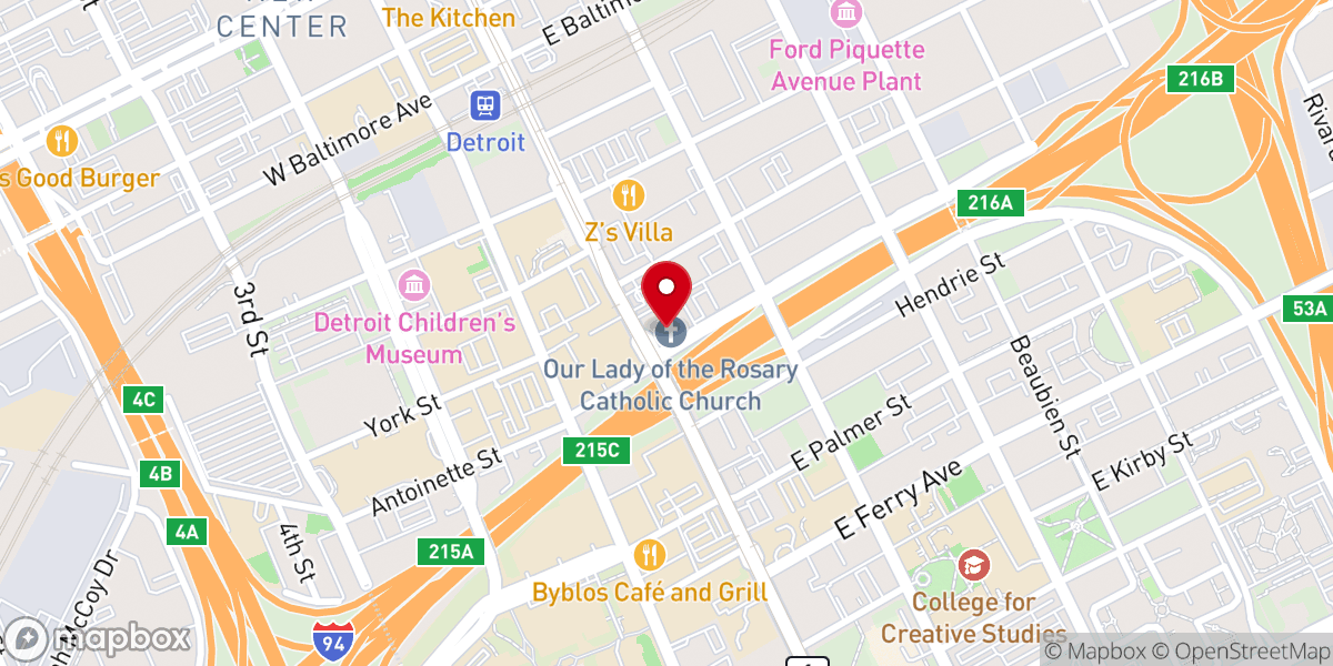 Map showing location of Our Lady of the Rosary Student Parish