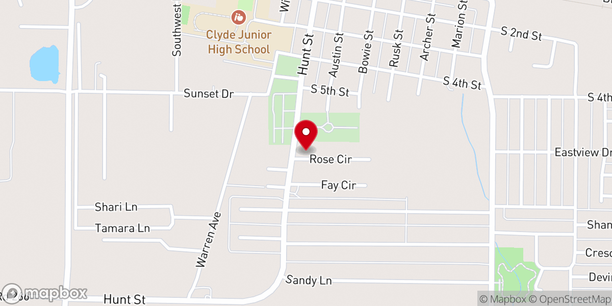 Map showing location of Bible Baptist Church