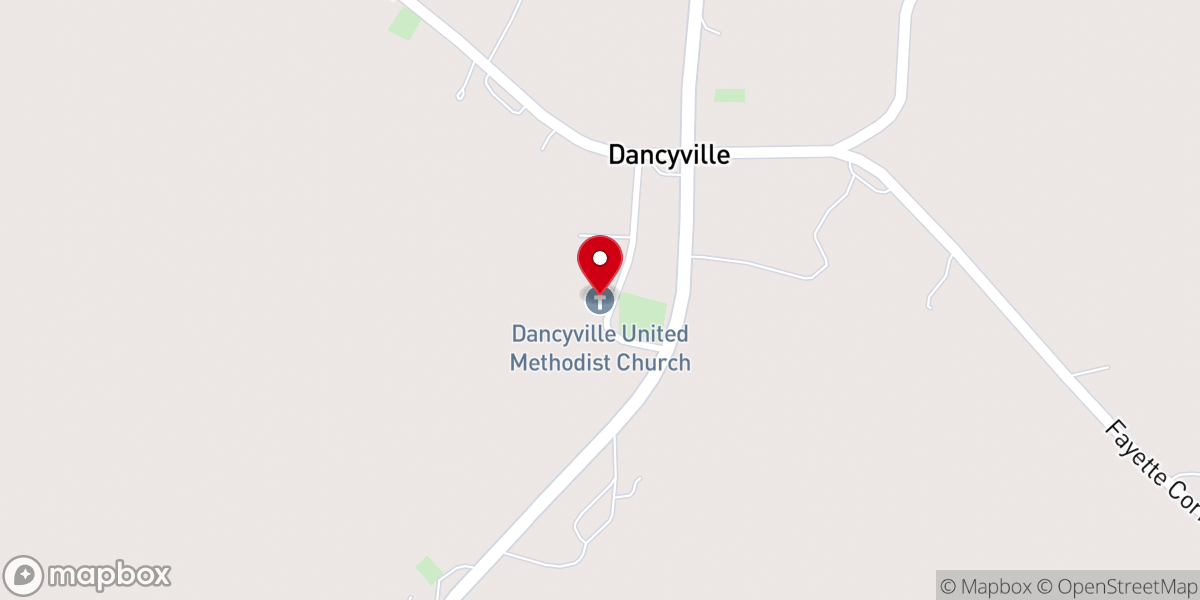 Map showing location of Dancyville United Methodist Church