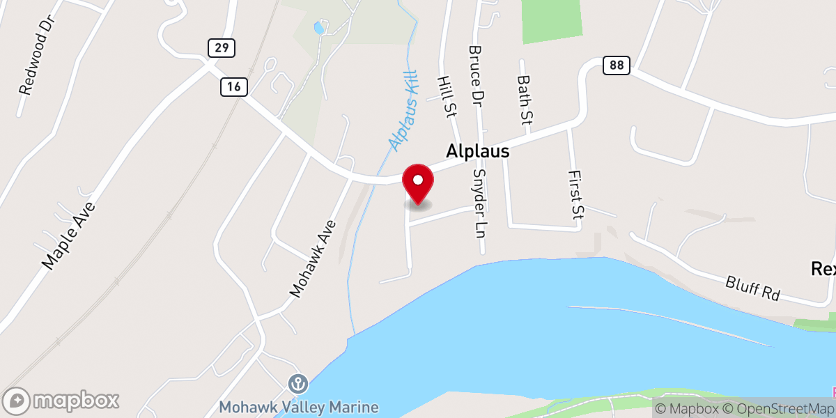 Map showing location of Alplaus United Methodist Church