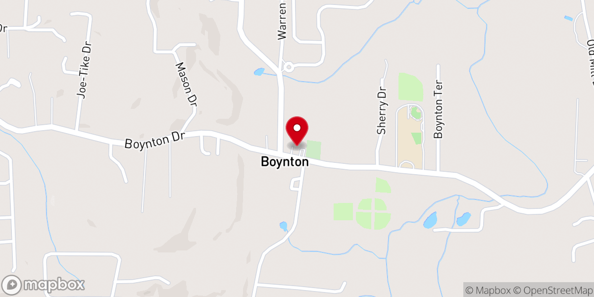Map showing location of Boynton United Methodist Church