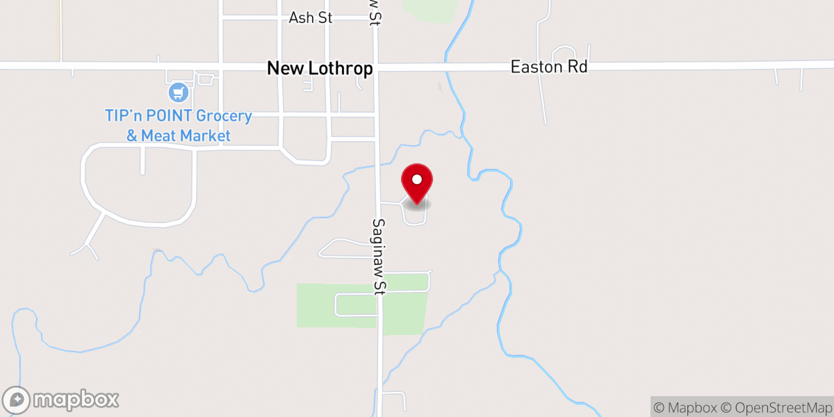 Map showing location of New Lothrop Church of Nazarene