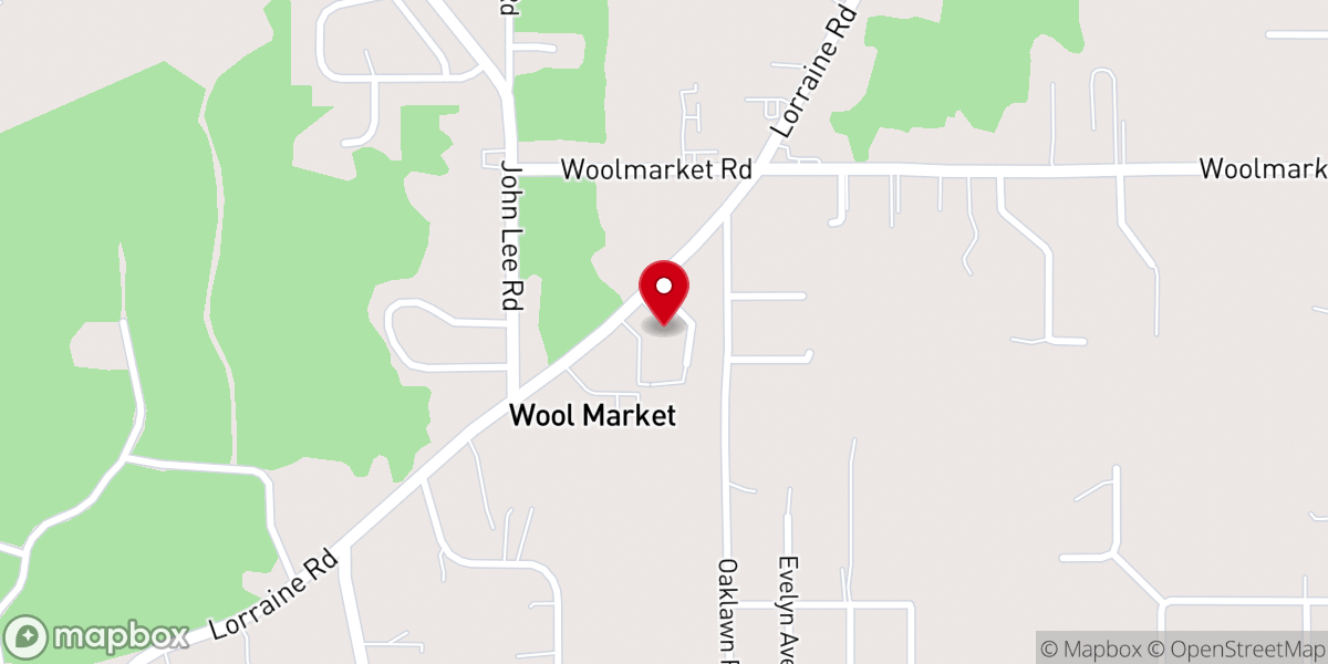 Map showing location of Woolmarket Baptist Church
