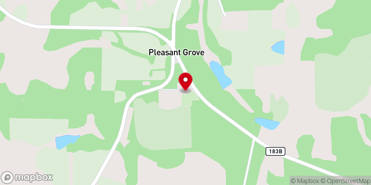 Map showing location of Pleasant Grove Baptist Church
