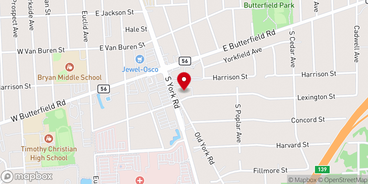 Map showing location of Yorkfield Presbyterian Church