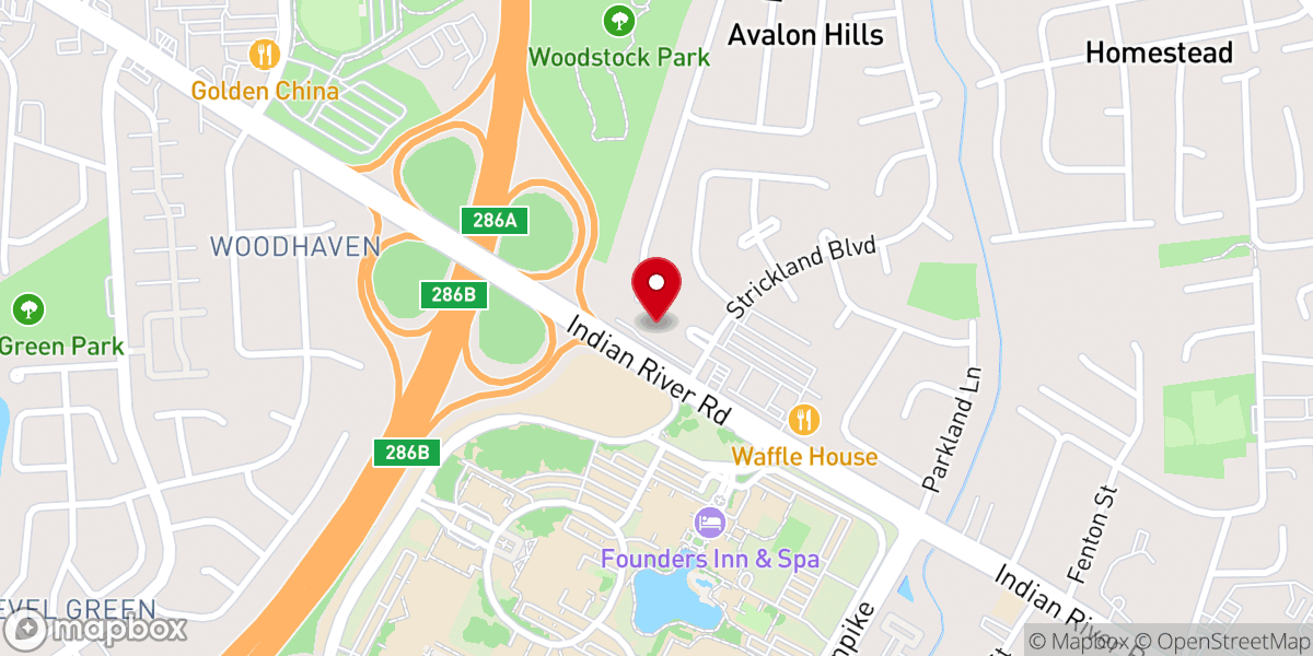 Map showing location of Avalon Hills Bible Church