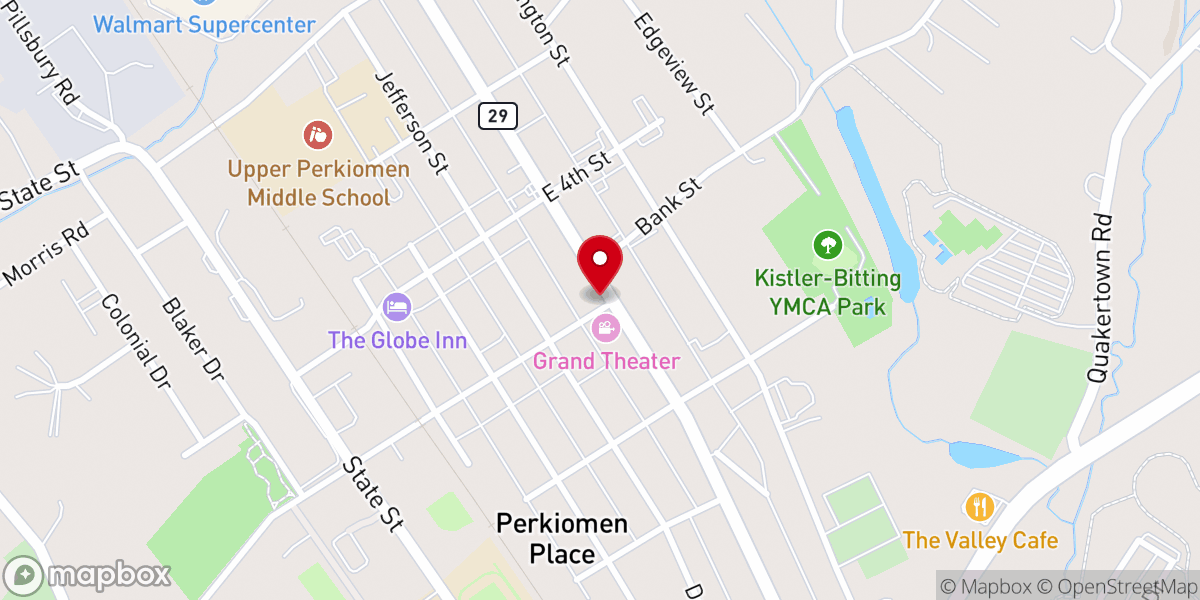 Map showing location of Upper Perkiomen Valley Chamber of Commerce