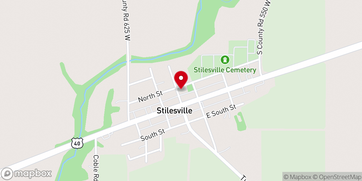 Map showing location of Stilesville Town Hall