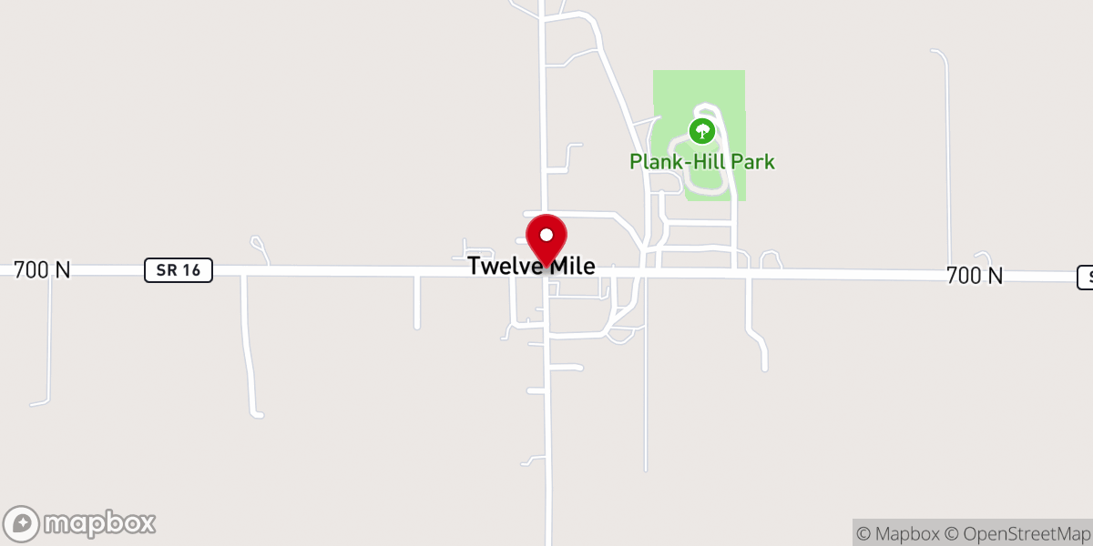 Map showing location of Twelve Mile United Methodist