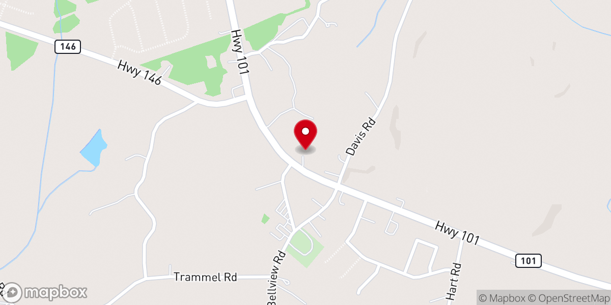 Map showing location of Woodruff Road Worship Center