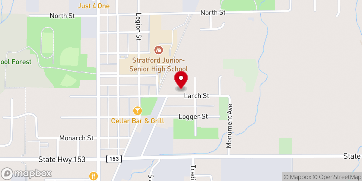 Map showing location of St. Joseph Catholic Church