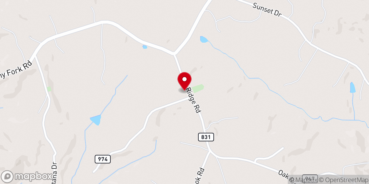 Map showing location of Oak Ridge Baptist Church