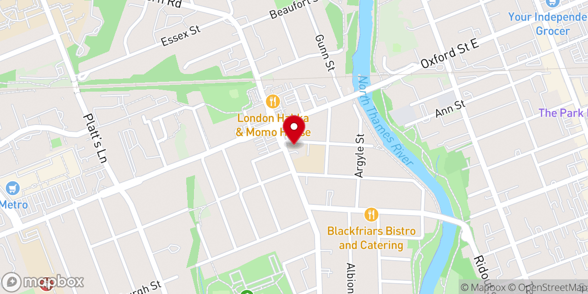 Map showing location of St. George's Anglican Church