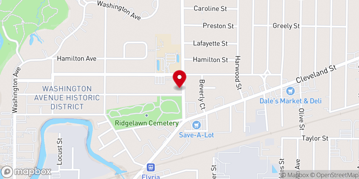 Map showing location of Elyria Church of the Nazarene
