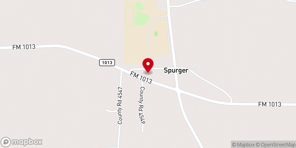 Map showing location of Spurger Methodist Church